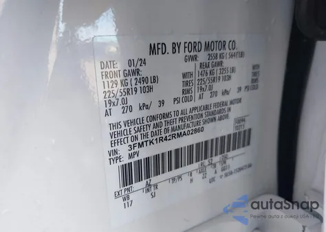 2024 Ford Mustang Mach-E Select from USA, damaged, VIN 3FMTK1R42RMA02860